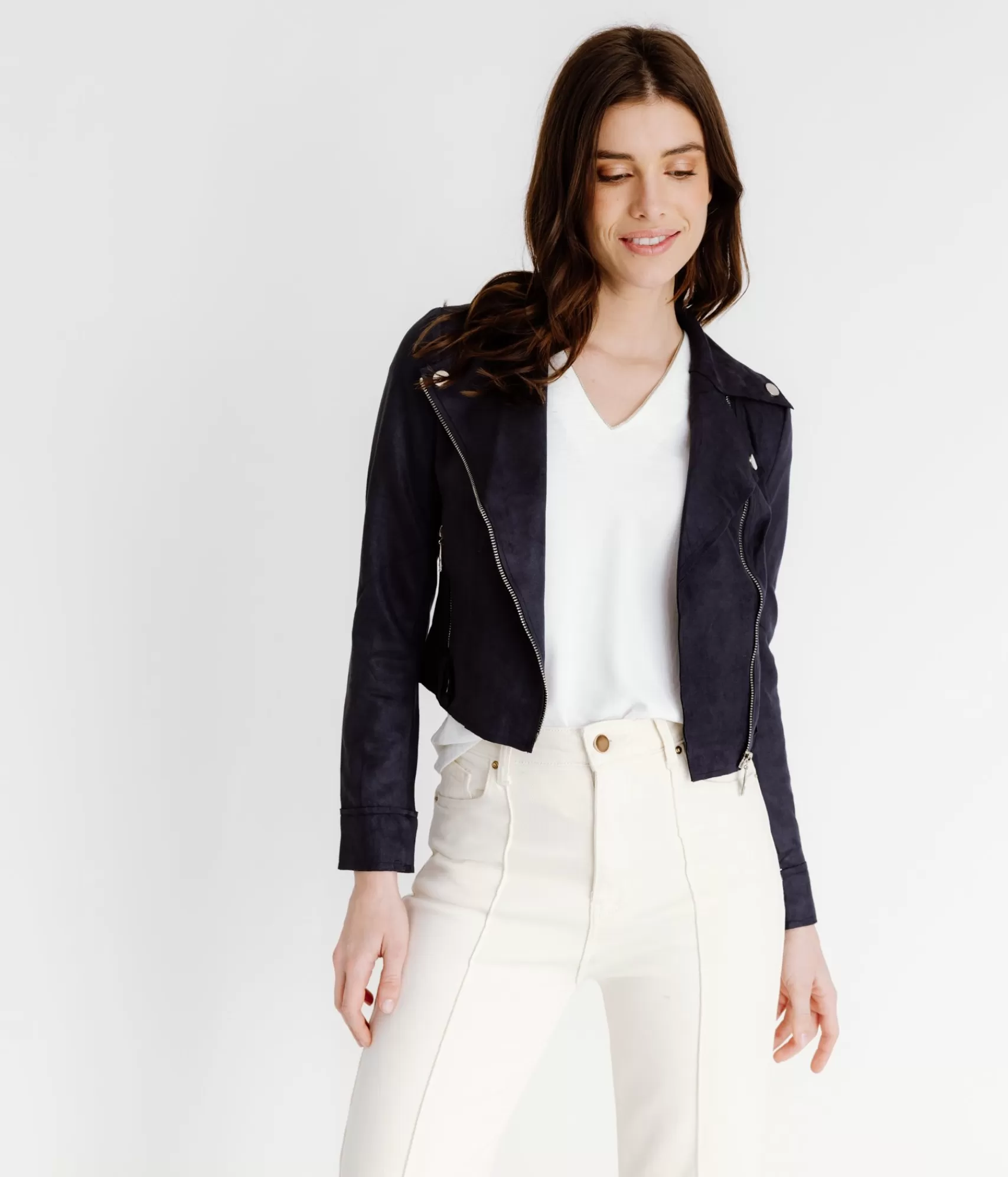 EDJI Vestes & Blousons*Perfecto court en suédine Ilona