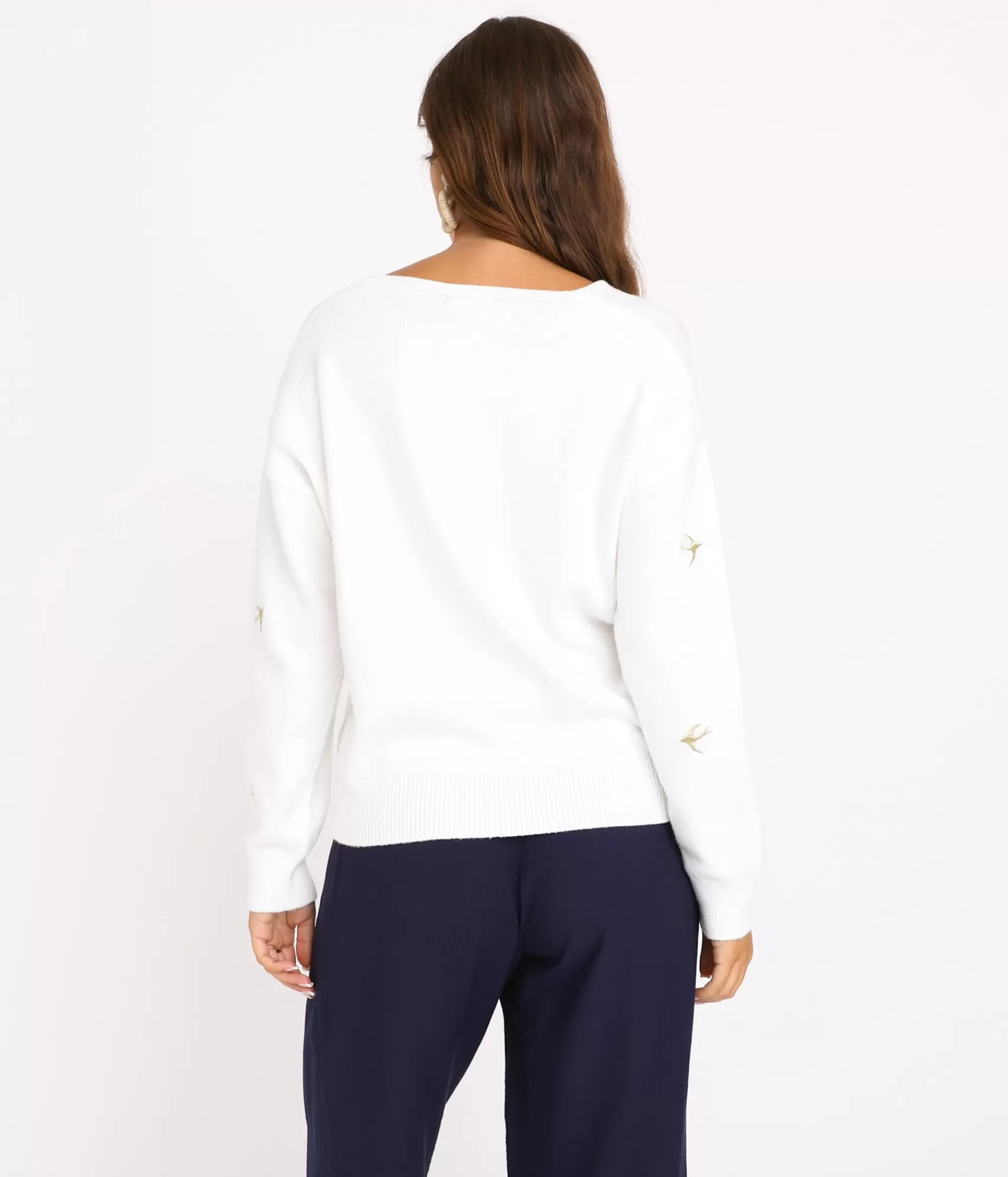 EDJI Mailles*Pull col V Hirondelle
