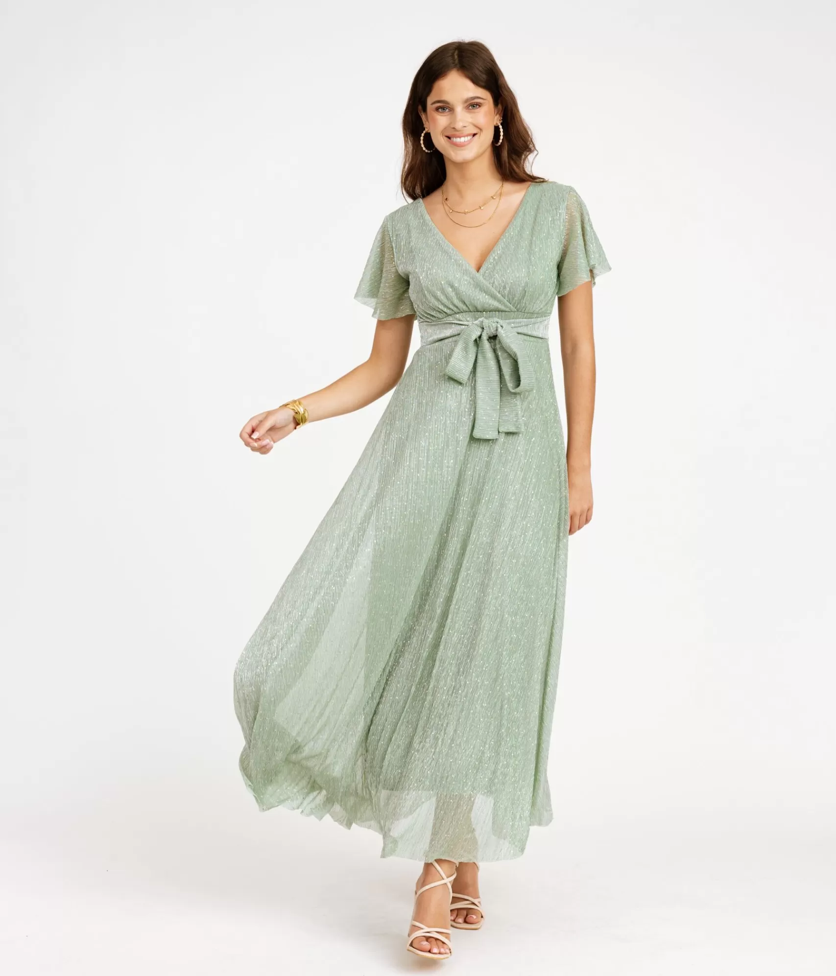 EDJI Robes*Robe longue cache-cœur plissée Léa